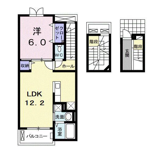 ローズエスポワール(1LDK/3階)の間取り写真