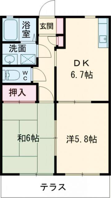 フォルステン・ドルフ A棟(2DK/2階)の間取り写真