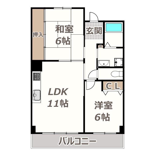 インテグレート東田辺(2LDK/2階)の間取り写真