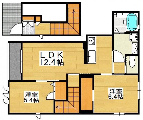 リバーサイドII(2LDK/2階)の間取り写真
