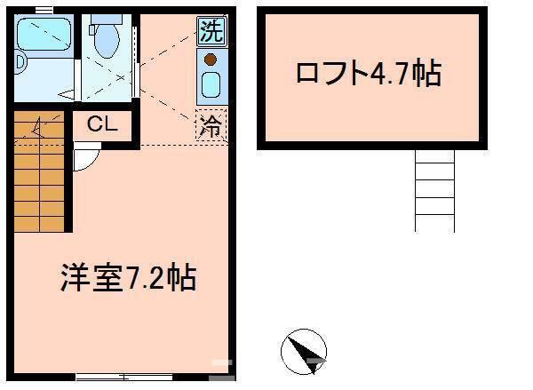 フェリオ平井パークサイド(ワンルーム/2階)の間取り写真