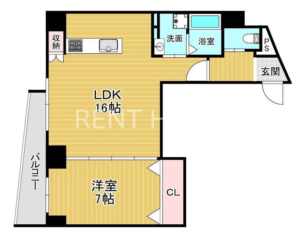プレミアム長瀬(1LDK/7階)の間取り写真