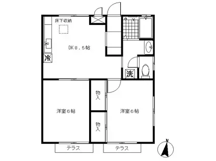ユニゾン東大泉(2DK/2階)の間取り写真
