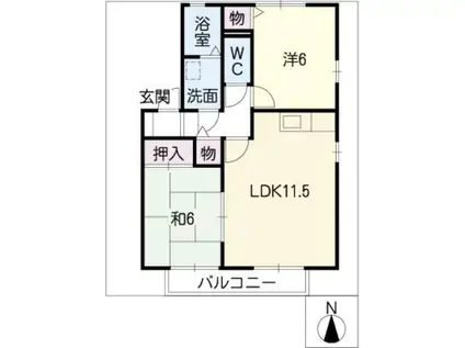 ルミエールB(2LDK/1階)の間取り写真