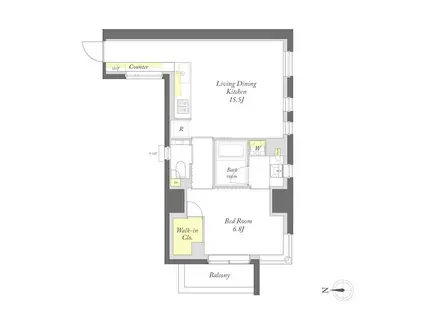 プライムメゾン日本橋馬喰町(1LDK/4階)の間取り写真