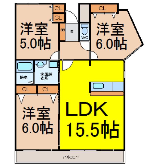 スカイライフ新宿(3LDK/6階)の間取り写真
