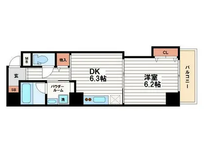 CASALAPIS(1DK/3階)の間取り写真