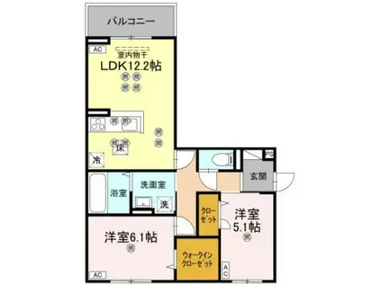 フィオーレガーデン北田宮 A(2LDK/1階)の間取り写真