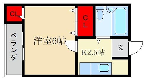 山戸ハイツ(1K/2階)の間取り写真