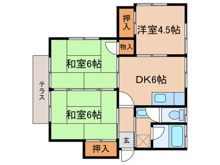 コーポ大谷6(3DK/1階)の間取り写真