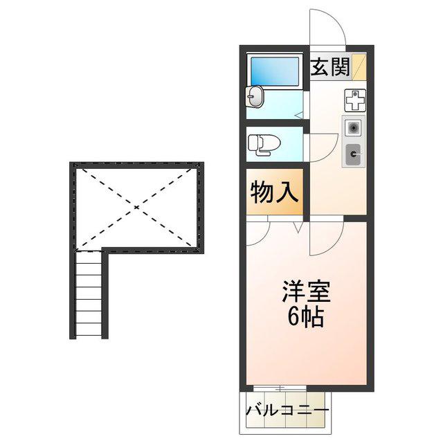ハイム北加賀屋(1K/2階)の間取り写真