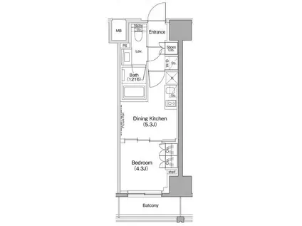 ザ・パークハビオ滝野川(1DK/4階)の間取り写真
