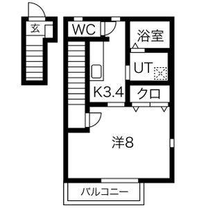 ALLEGIO(1K/2階)の間取り写真
