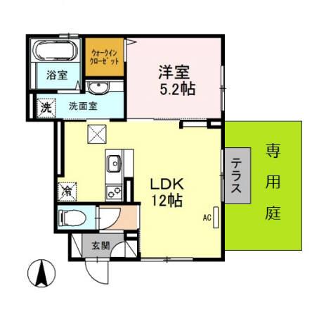 メゾンさくらII(1LDK/1階)の間取り写真