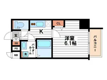 プレサンス天満橋ヴェルエラ(1K/11階)の間取り写真