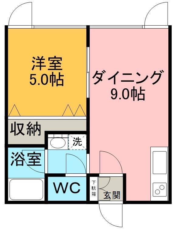 コーポ・サンロード(1DK/2階)の間取り写真