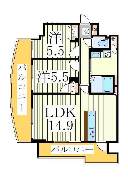 BRILLIANT VIEW CENTRAL PARK(2LDK/12階)の間取り写真