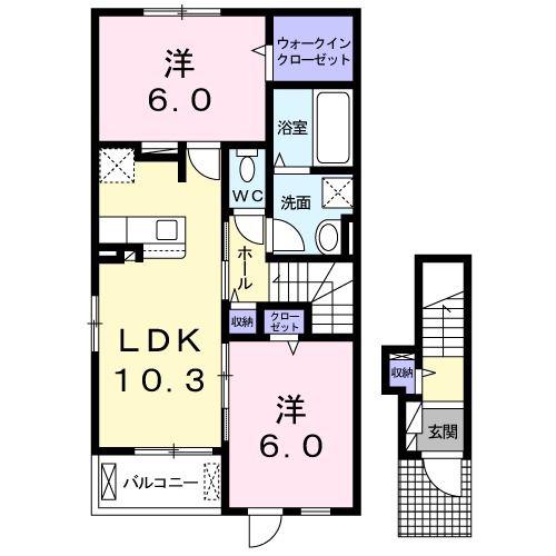 ルミナ-レA(2LDK/2階)の間取り写真