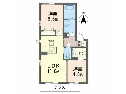 シャーメゾン名高(2LDK/1階)の間取り写真