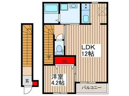 コンフィデンス白岡A(1LDK/2階)の間取り写真