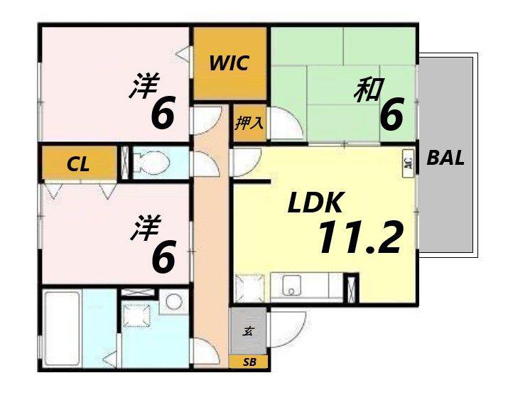 グレイスコートD棟(3LDK/2階)の間取り写真