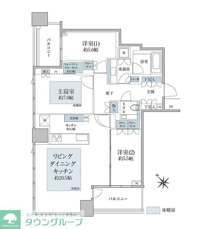 パークコート虎ノ門(3LDK/12階)の間取り写真