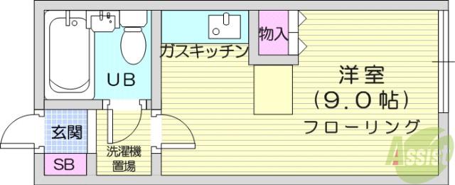 ビレッジ五輪(ワンルーム/2階)の間取り写真