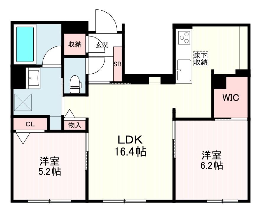 シャーメゾン凪 西新(2LDK/1階)の間取り写真