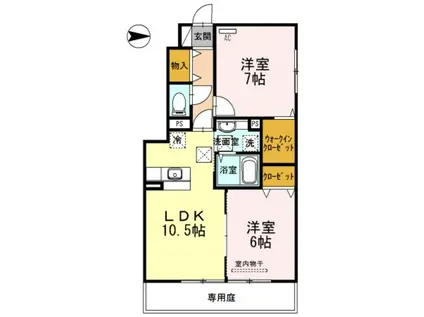 D-ROOM延時A棟(2LDK/1階)の間取り写真