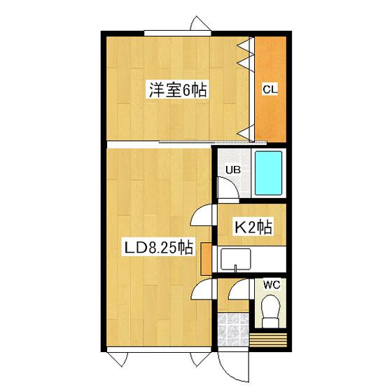 メイプルハウスA(1LDK/1階)の間取り写真