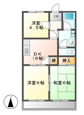 スカイハイム(3DK/3階)の間取り写真