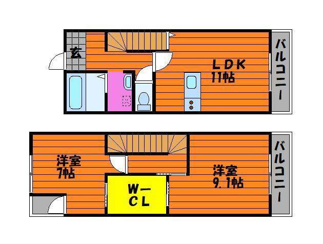 片島 LUNA BASE(2LDK/2階)の間取り写真