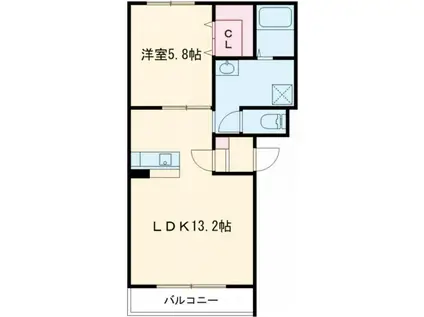 メゾンカメリア(1LDK/4階)の間取り写真