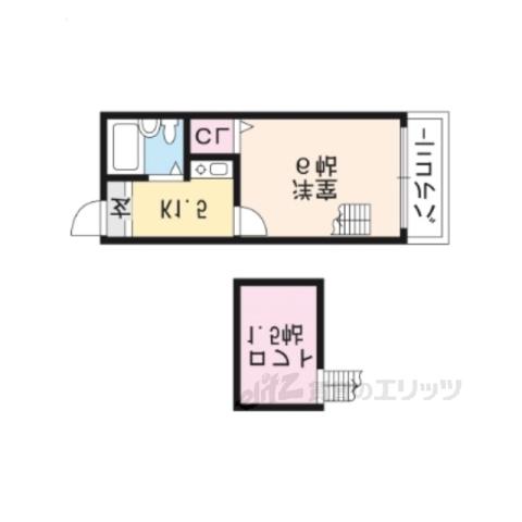 グローリーハイツ東福寺(1K/2階)の間取り写真
