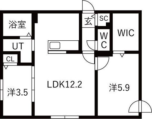 サクランシェ宮の沢(2LDK/1階)の間取り写真