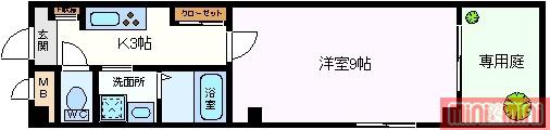 ウェルコート鶴見(1K/1階)の間取り写真