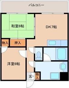 ザナドゥ90(2DK/4階)の間取り写真
