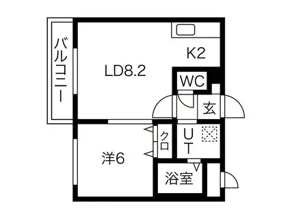 クリビア二十四軒(1LDK/4階)の間取り写真