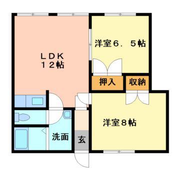 Mハイツ日の出1(2LDK/3階)の間取り写真