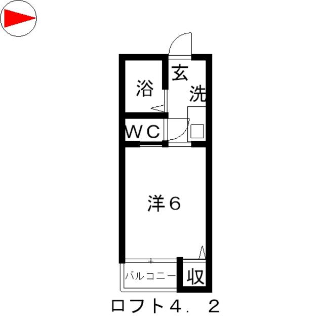 玉島長尾ハイツB棟(1K/2階)の間取り写真