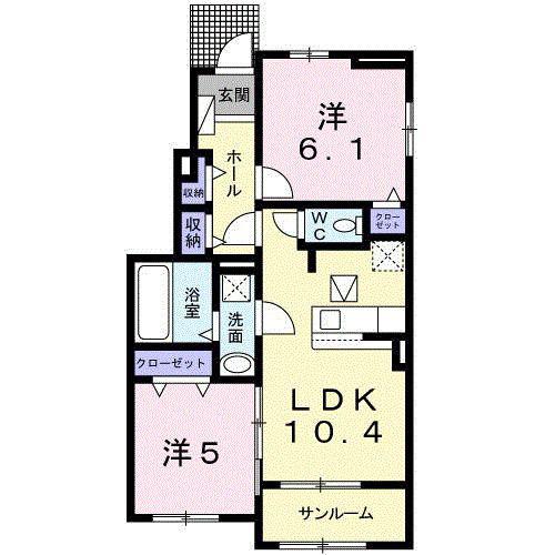 コート・ダジュール緑町I(2LDK/1階)の間取り写真
