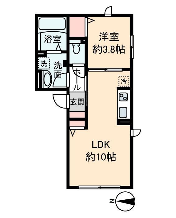 メゾン ルテチア(1LDK/1階)の間取り写真