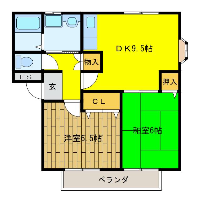 サニースポットK(2DK/1階)の間取り写真