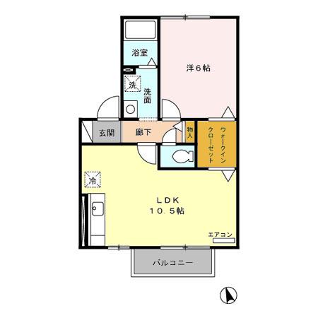 アネックス城山(1LDK/2階)の間取り写真