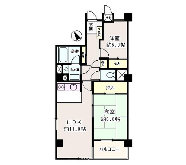 パステル中野(2DK/3階)の間取り写真