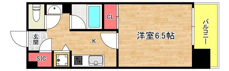 アスヴェル阿波座BLUE EARTH(1K/4階)の間取り写真
