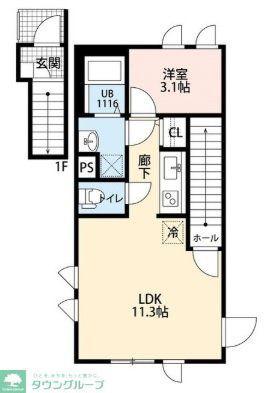 アムール CLEF 3(1LDK/2階)の間取り写真