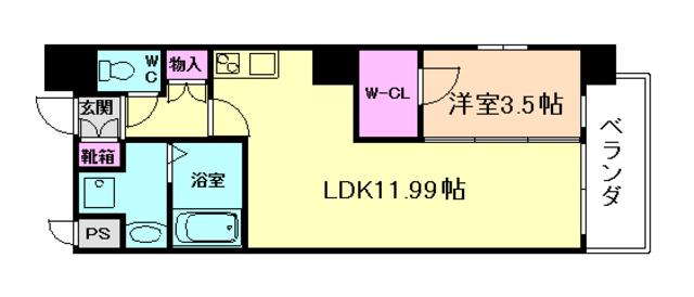 MCOURT福島(1LDK/9階)の間取り写真