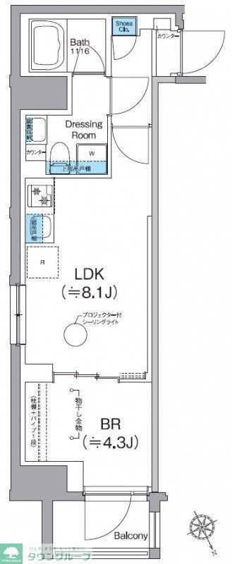 クレヴィアリグゼ日暮里根岸(1LDK/6階)の間取り写真