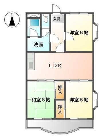 アメニティハイツヤマモト(3DK/4階)の間取り写真
